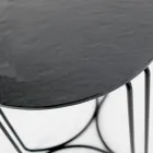 Tavolinë kafeje qelqi dhe bazë me 3 gjysmëhëna Made in Italy - Arepa Viadurini