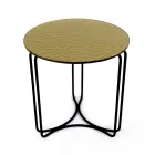 Tavolinë kafeje qelqi dhe bazë me 3 gjysmëhëna Made in Italy - Arepa Viadurini