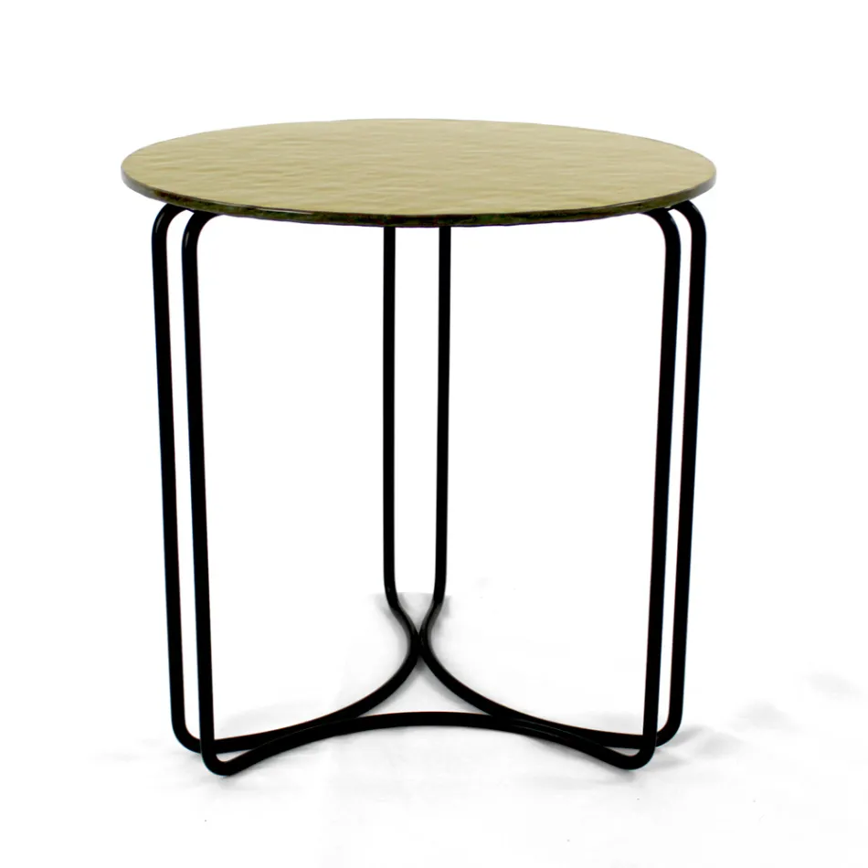 Tavolinë kafeje qelqi dhe bazë me 3 gjysmëhëna Made in Italy - Arepa Viadurini