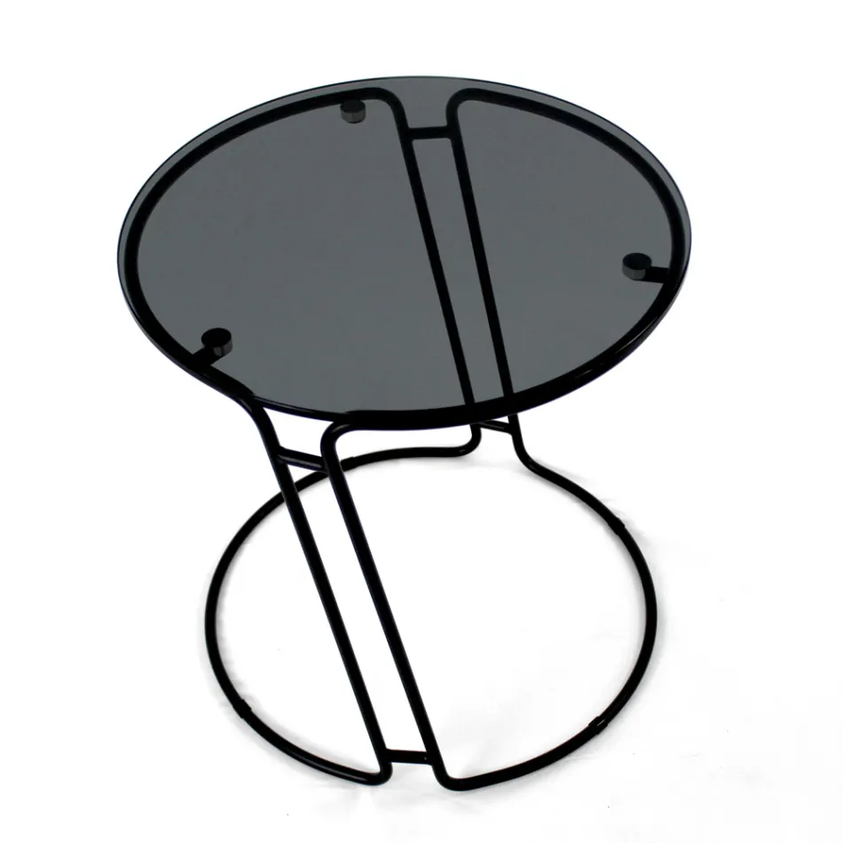 Tavolinë kafeje xhami dhe bazë të rrumbullakët Prodhuar në Itali - Tullia Viadurini