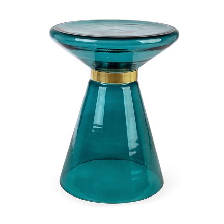 Tavolinë Kafeje në Xham dhe Dekor me Tunxh të Lëkur Çelik - Gabrio Viadurini