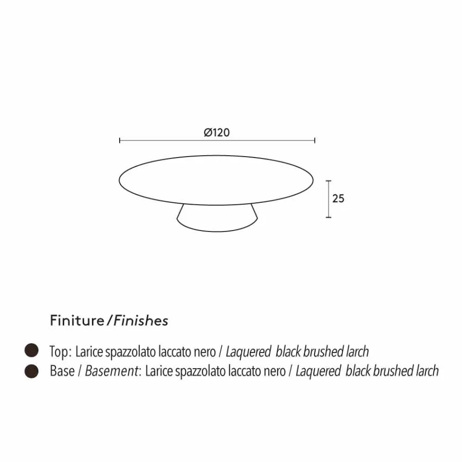 Tavolinë kafeje bashkëkohore për dhomën e ndenjes në dru larshi të llakuar me ngjyrë të zezë, Zambak Viadurini