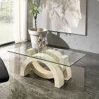 Tavolinë kafeje moderne prej guri dhe qelqi - Austin Viadurini
