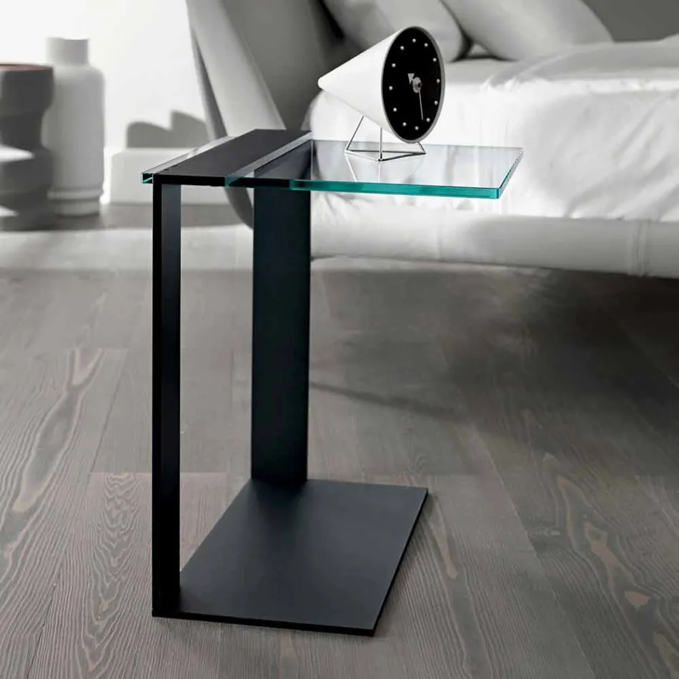 Tabela kafeje moderne metalike dhe e qelqtë ose e pastër e bërë në Itali - Teilor Viadurini