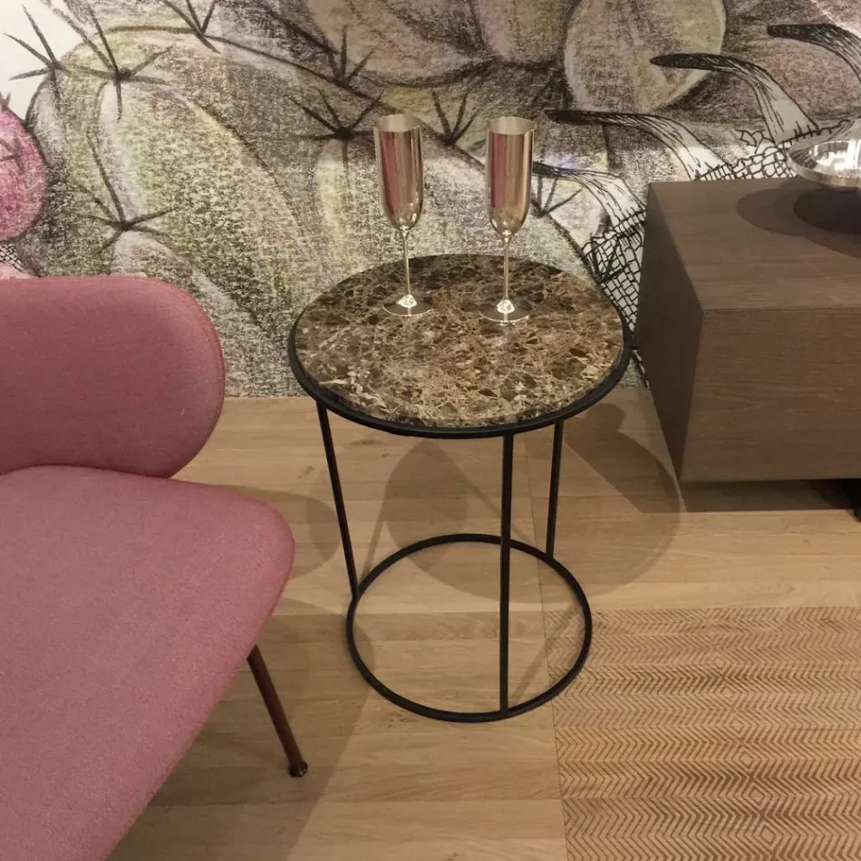 Tavolinë e rrumbullakët moderne me metal dhe mermer me cilësi të lartë - Raphael Viadurini