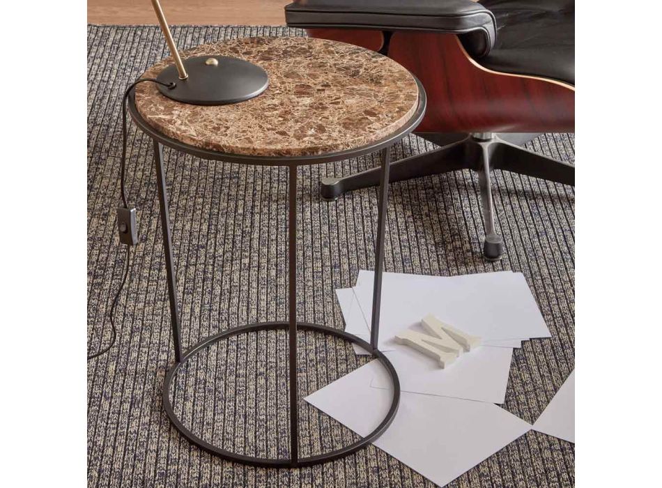 Tavolinë e rrumbullakët moderne me metal dhe mermer me cilësi të lartë - Raphael Viadurini