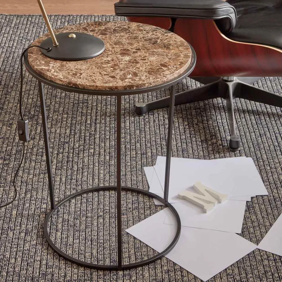 Tavolinë e rrumbullakët moderne me metal dhe mermer me cilësi të lartë - Raphael Viadurini