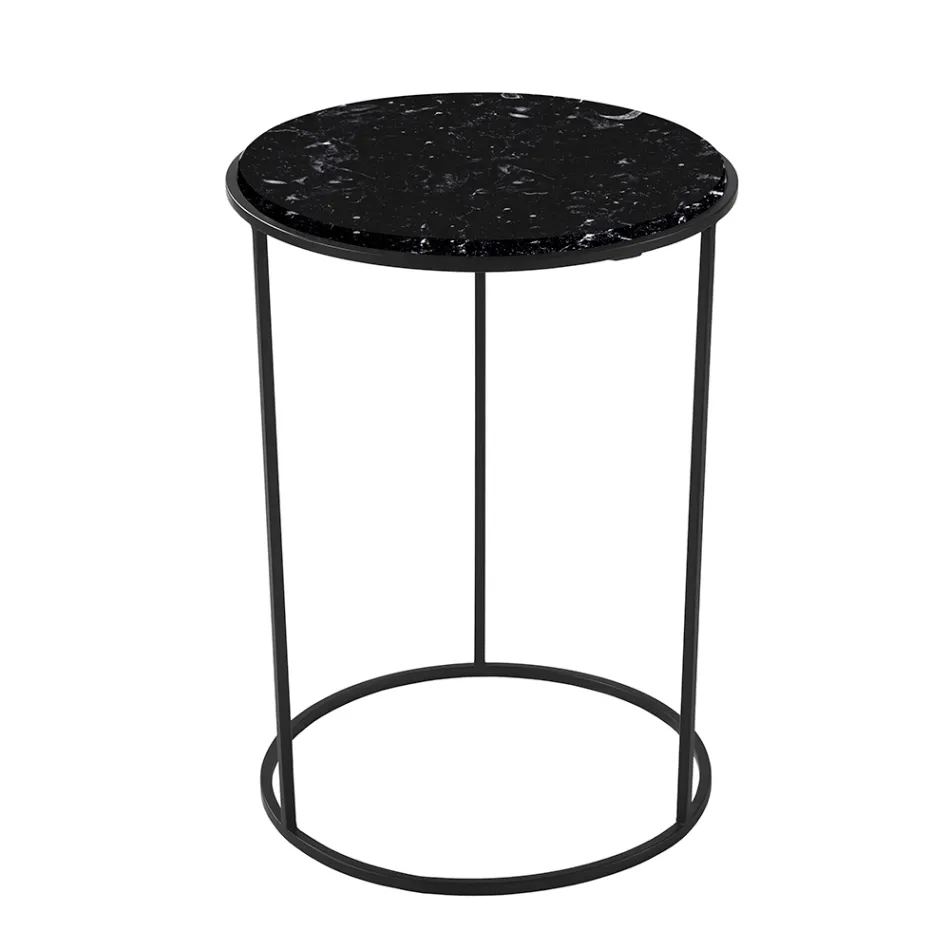 Tavolinë e rrumbullakët moderne me metal dhe mermer me cilësi të lartë - Raphael Viadurini