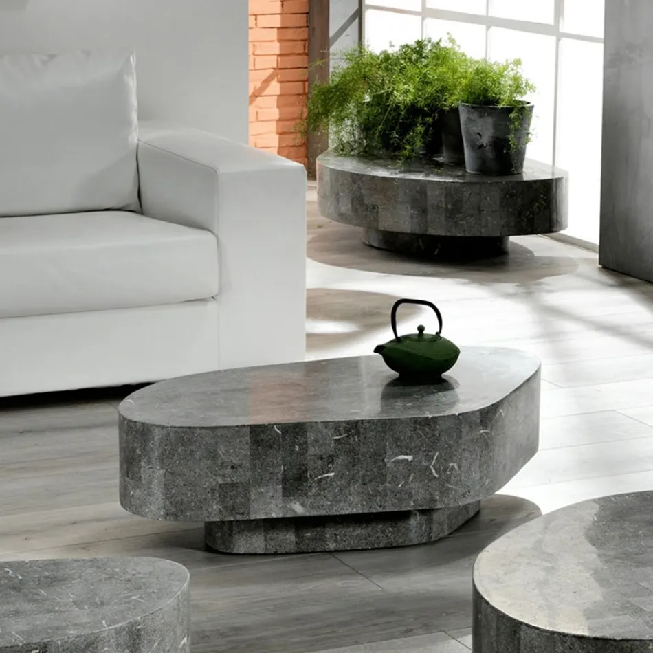 Tavolinë kafeje moderne në formë guri fosil - Bowie Viadurini