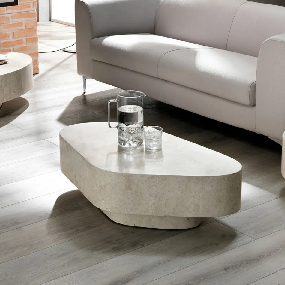Tavolinë kafeje moderne në formë guri fosil - Bowie Viadurini