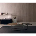 Tavolinë kafeje ovale me metal dhe dru dyngjyrësh - Comacchio Viadurini