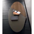 Tavolinë kafeje ovale me metal dhe dru dyngjyrësh - Comacchio Viadurini