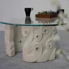 Tavolinë guri lisi dhe tryezë kristali, dizajn modern Lindos Viadurini