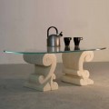 Tavolinë kafeje me majë kristali dhe baza guri natyror Vicenza Aracne-S