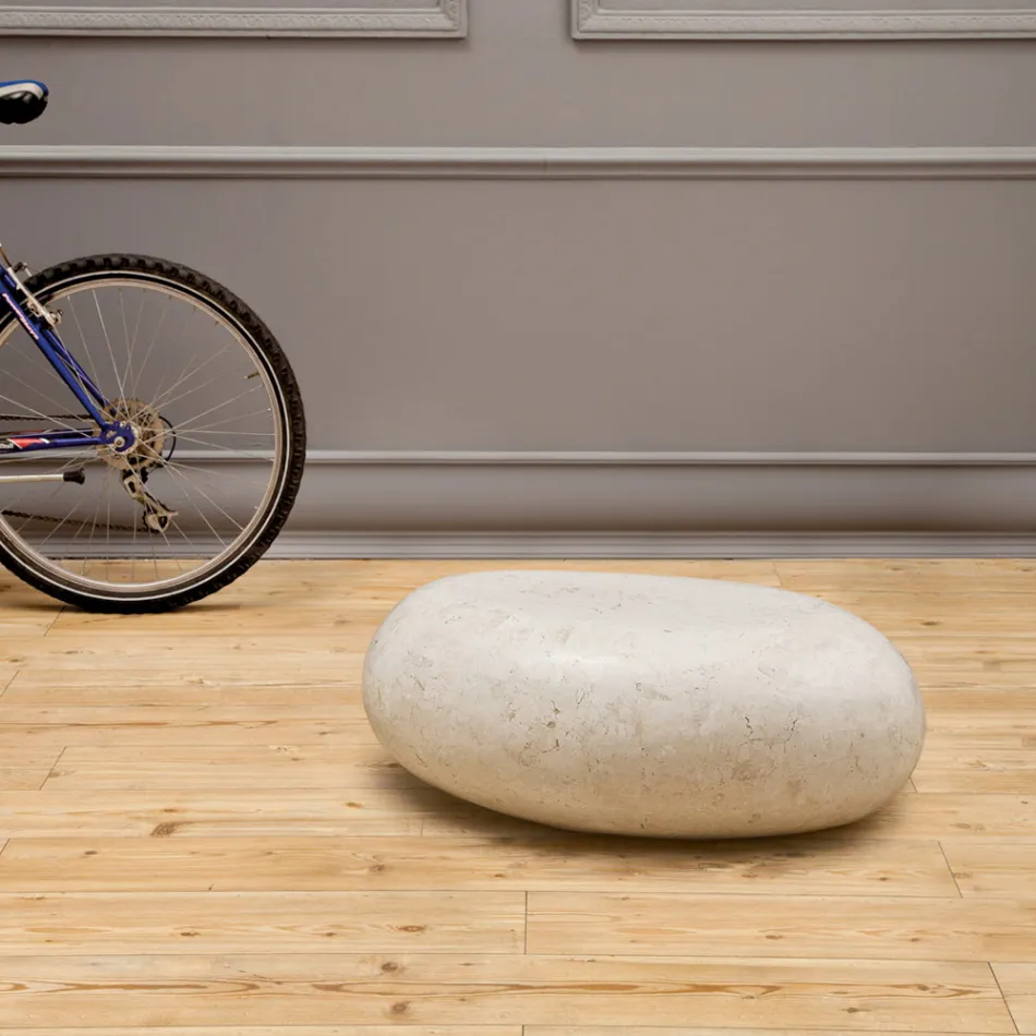 Tavolinë kafeje ovale në gur të bardhë fosil - Alfred Viadurini