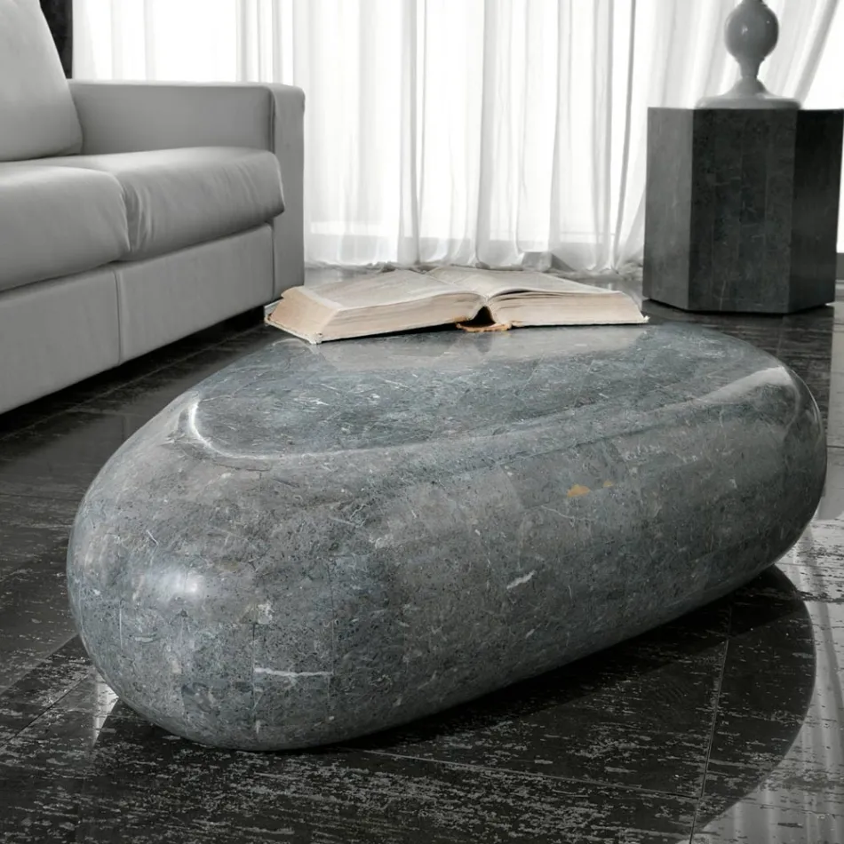 Tavolinë kafeje ovale në gur modern fosil - Avenue Viadurini