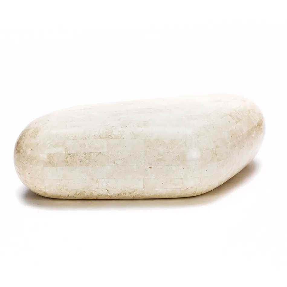 Tavolinë kafeje ovale në gur modern fosil - Avenue Viadurini