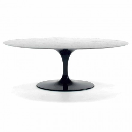 Tavolina e kafesë Oval në mermer Carrara ose Marquinia prodhuar në Itali - dollarë Viadurini