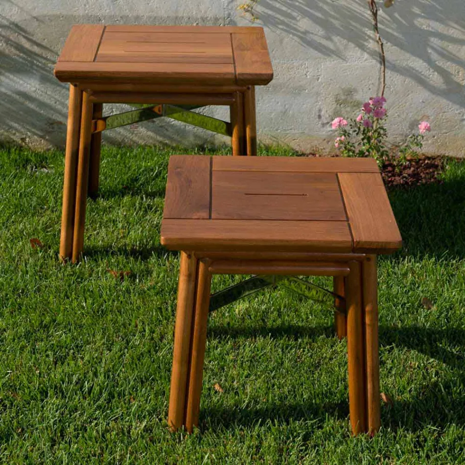 Tavolinë kafeje në natyrë në dru natyral ose të zi, 2 madhësi - Suzana Viadurini