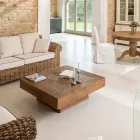 Tavolinë kafeje katrore në dru tropikal të ricikluar - rrëshqitje Viadurini