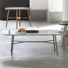 Tavolinë kafeje drejtkëndëshe me majë mermeri Made in Italy - Makino Viadurini