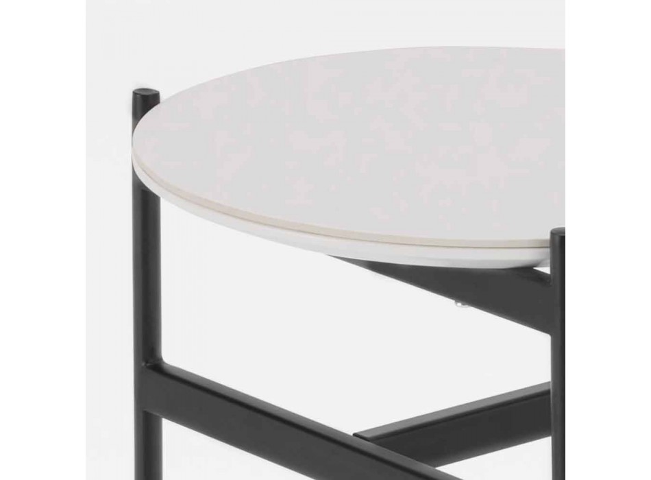 Tabela e kafes së rrumbullakët me qeramikë dhe metalikë me dizajn modern - Gaduci Viadurini