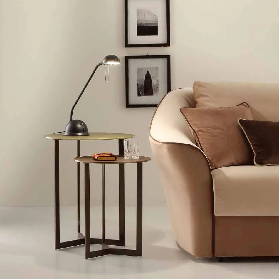 Tavolinë kafeje e rrumbullakët me majë kristali të prodhuar në Itali - Indio Viadurini