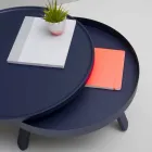 Tryezë e rrumbullakët kafeje në dru dhe metal të ngurtë - Salerno Viadurini