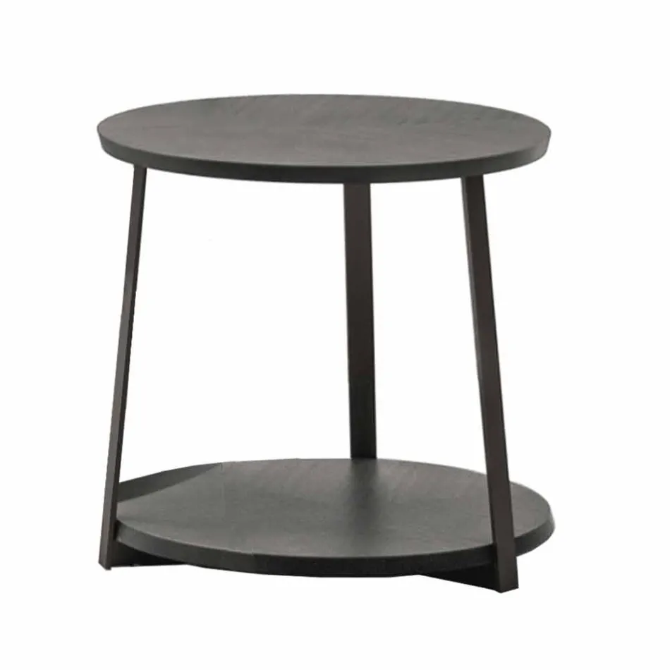 Tavolinë kafeje e rrumbullakët në MDF me strukturë metalike prodhuar në Itali - Aloe Viadurini