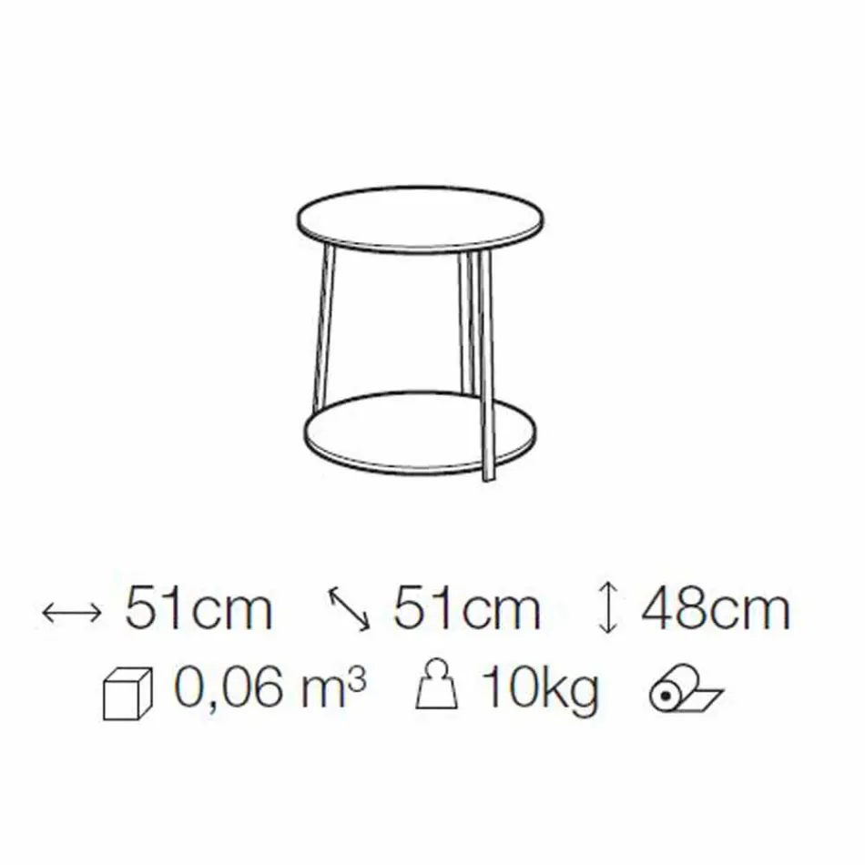 Tavolinë kafeje e rrumbullakët në MDF me strukturë metalike prodhuar në Itali - Aloe Viadurini