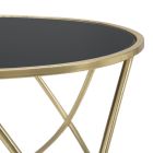 Tavolinë kafeje e rrumbullakët në xham të zi dhe ngjyrë ari të përfunduar - Rebel Viadurini