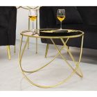 Tavolinë kafeje e rrumbullakët në xham të zi dhe ngjyrë ari të përfunduar - Rebel Viadurini