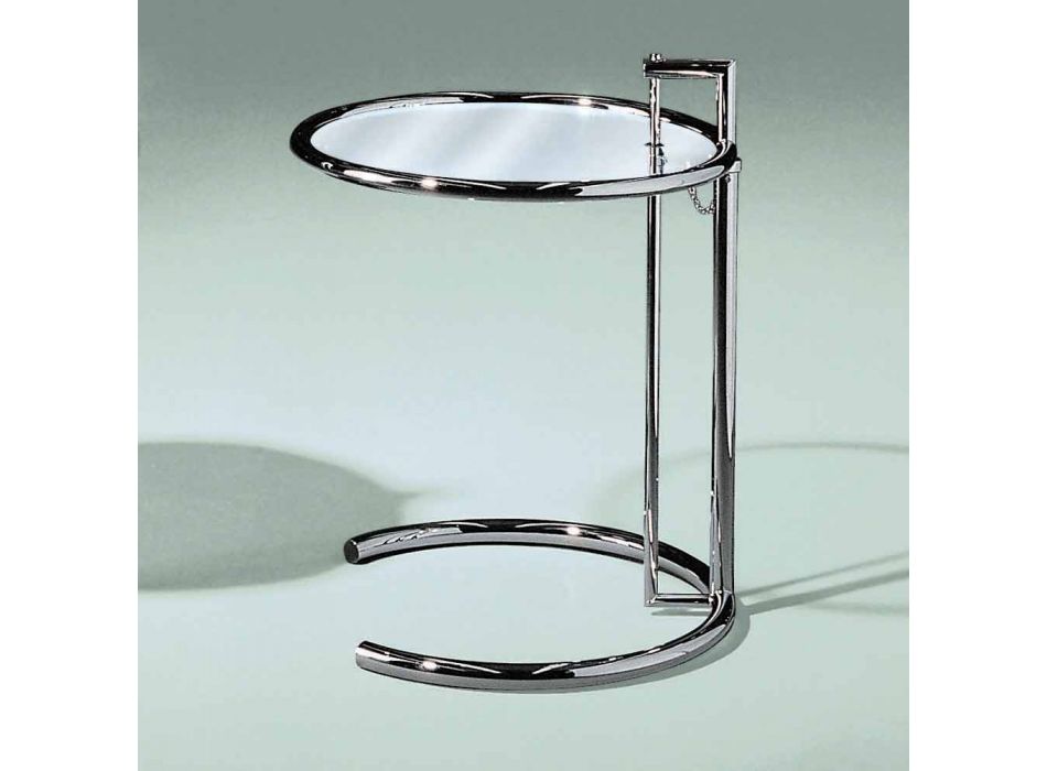 Tavolinë kafeje e rrumbullakët në qelq të zbutur dhe çelik të prodhuar në Itali - Lennon Viadurini