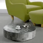 Tryezë moderne e rrumbullakët e kafesë në gurë fosil - Vermont Viadurini