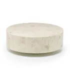 Tryezë moderne e rrumbullakët e kafesë në gurë fosil - Vermont Viadurini