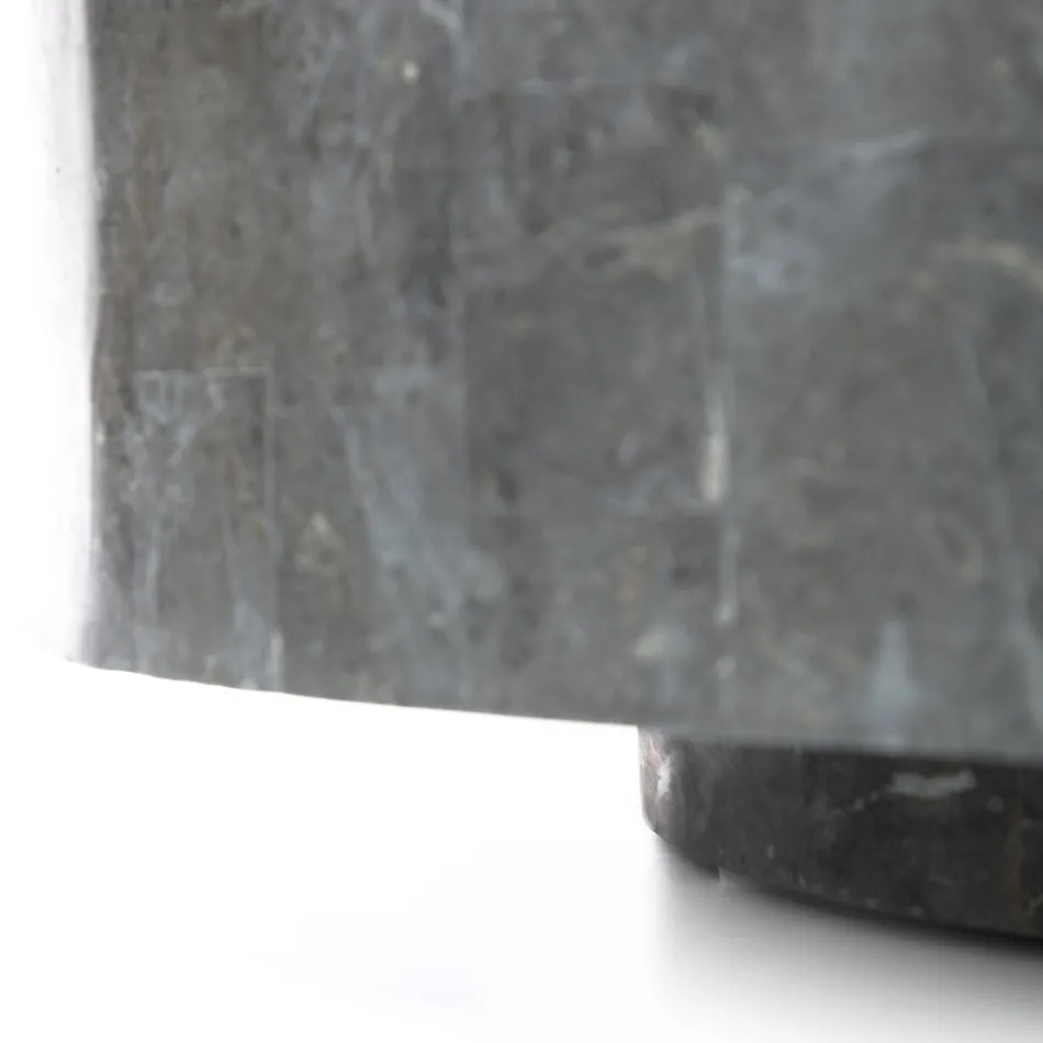 Tryezë moderne e rrumbullakët e kafesë në gurë fosil - Vermont Viadurini