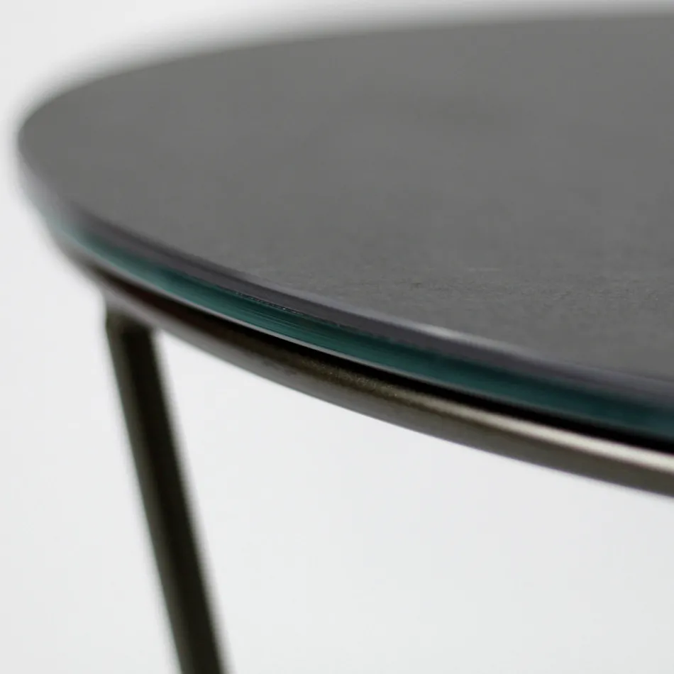 Tavolinë e rrumbullakët kafeje e prodhuar në enë guri dhe çeliku Prodhuar në Itali - Paini Viadurini