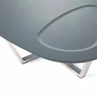 Tabela moderne e formuar e sallonit në Mdf dhe Chrome Metal - Pimpa Viadurini