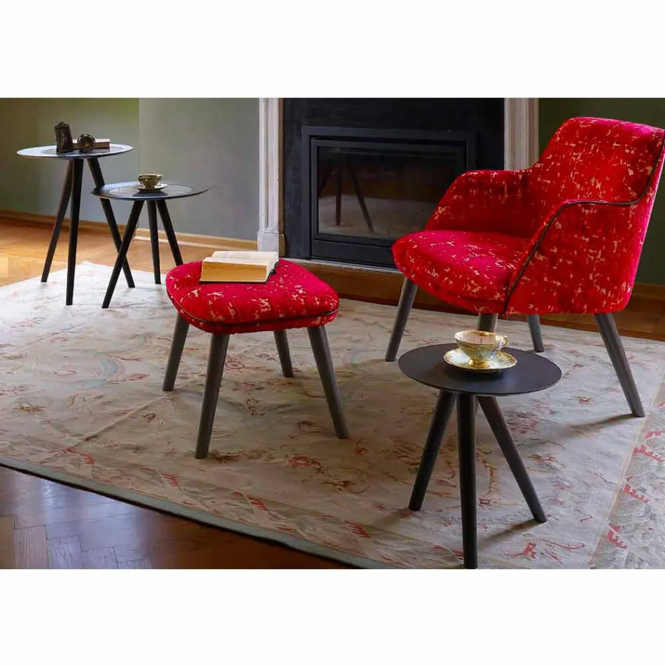 Tavolinë kafeje e rrumbullakët në dru të lakuar me gri të zezë prodhuar në Itali - Stuttgart Viadurini