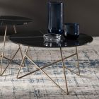 Tavolinë e rrumbullakët në xhami me efekt metali dhe mermeri - Magali Viadurini