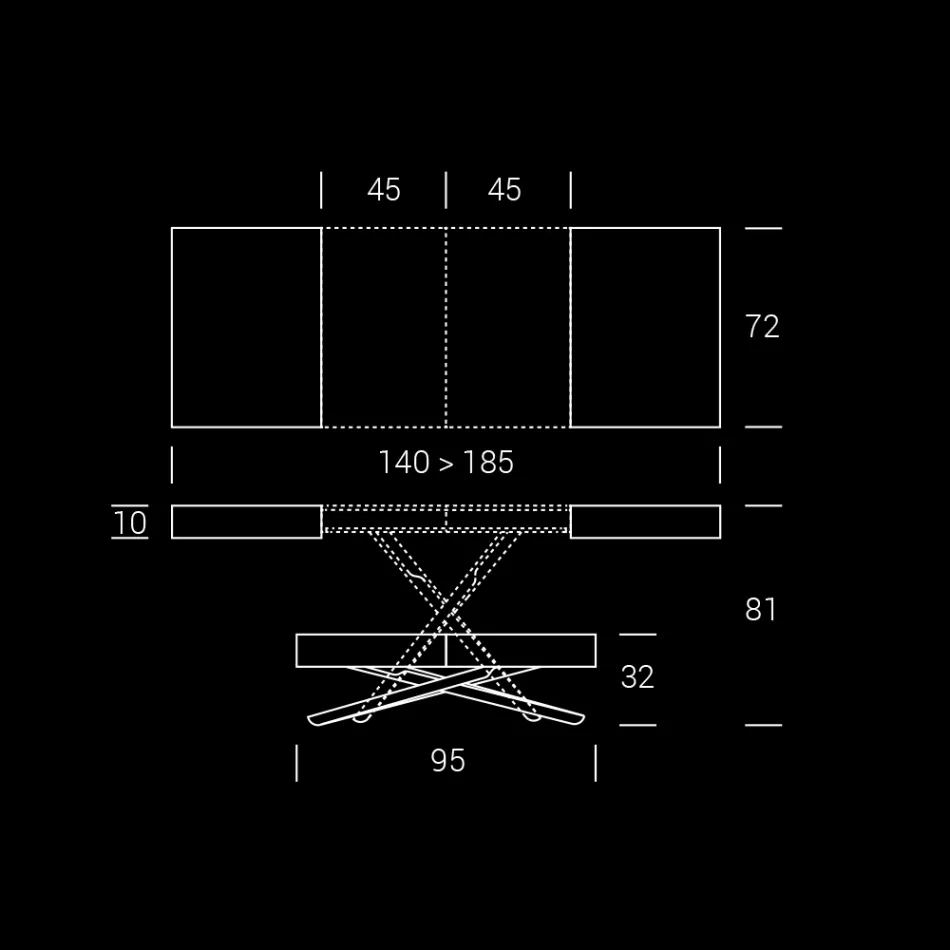 Tavolinë kafeje e transformueshme prej druri dhe metali, Prodhuar në Itali - Sanrocco Viadurini