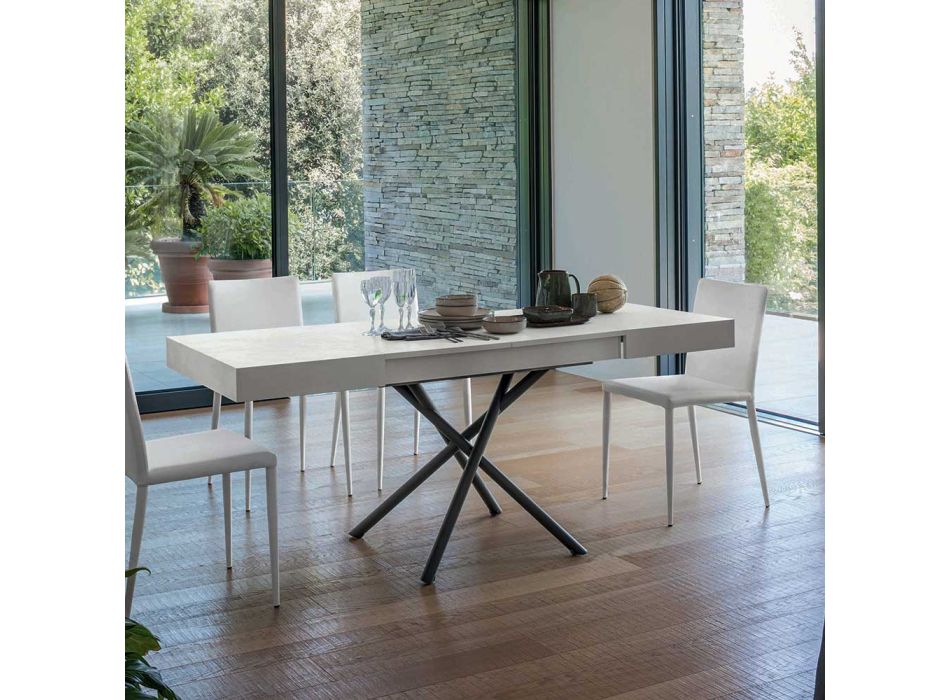 Tavolinë kafeje e transformueshme prej druri dhe metali, Prodhuar në Itali - Sanrocco Viadurini