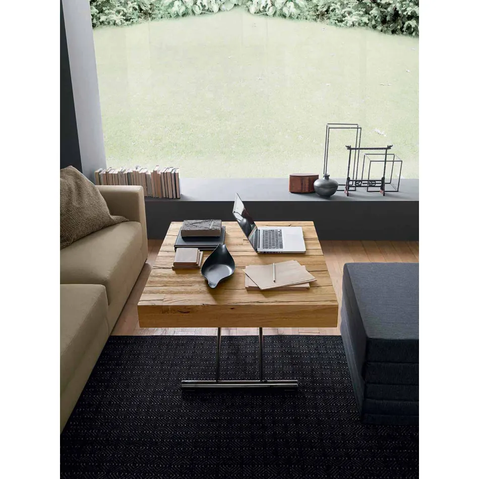 Tavolinë kafeje e transformueshme në dru të ngurtë prodhuar në Itali - Trabucco Viadurini