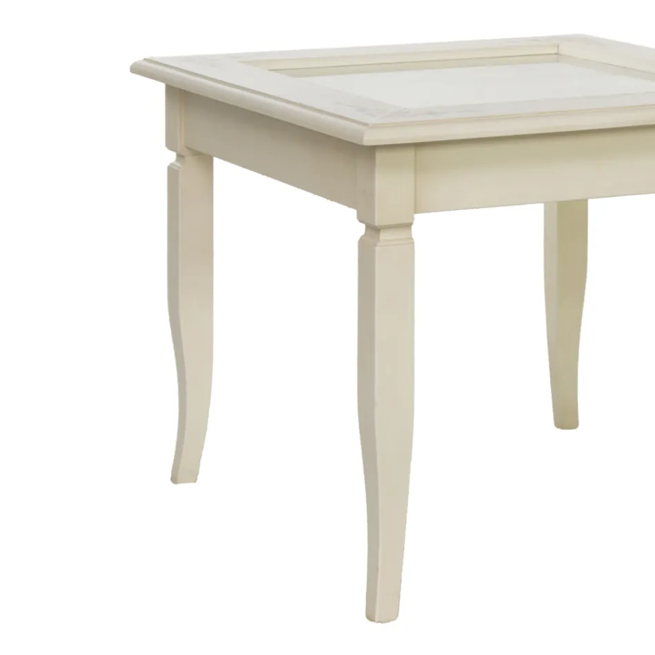 Tavolinë kafeje dhomen e ndjenjes me tabela me tapiceri xhami Prodhuar në Itali - Demetra Viadurini