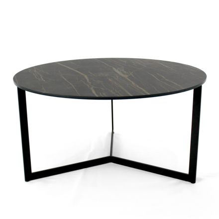Tavolinë kafeje prej guri prej çeliku dhe porcelani Prodhuar në Itali - Aspira Viadurini