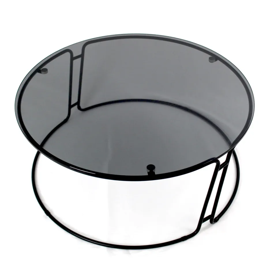 Tavolinë kafeje me majë xhami dhe bazë të rrumbullakët Prodhuar në Itali - Tullia Viadurini