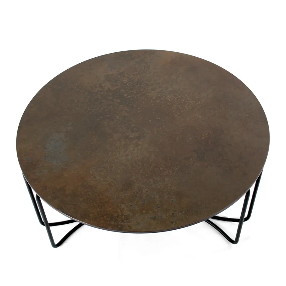 Tavolinë e rrumbullakët e kafesë me 3 baza gjysmëhëna e prodhuar në Itali - Arepa Viadurini