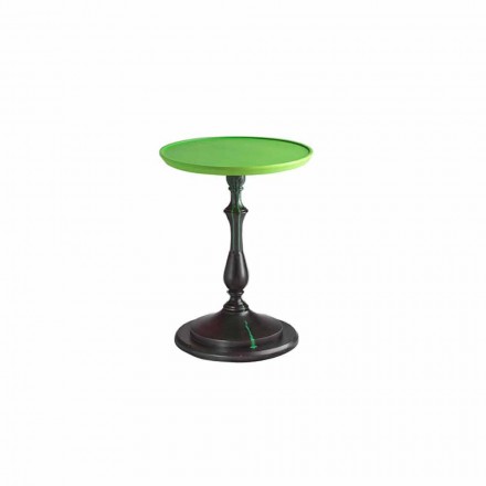 Dizajni tavolinë kafeje për dhomën e ndenjes me pjesën e sipërme të llakuar jeshil, me diametër 50cm, Nik Viadurini