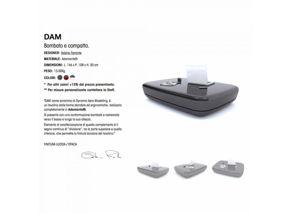 Dizajnoni tryezën e kafesë në Adamantx® DAM Made in Italy