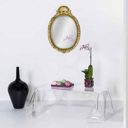 Tabela e kafesë pleksiglase me një model bashkëkohor transparent, të shtruar në Azi Viadurini